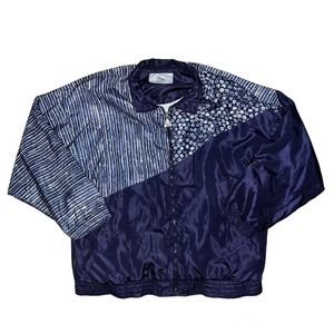 Vintage Wilson Trainer Light Casual Jacket Windbreaker Tennis Navy Blue Pattern